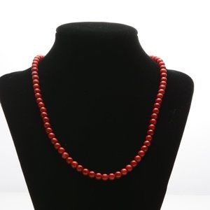 Dark Red Semi-Precious Gemstone Bead Necklace